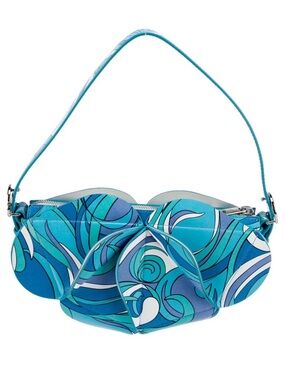 Coperni Leather Rare Oragami Blue Swirl Shoulder Bag